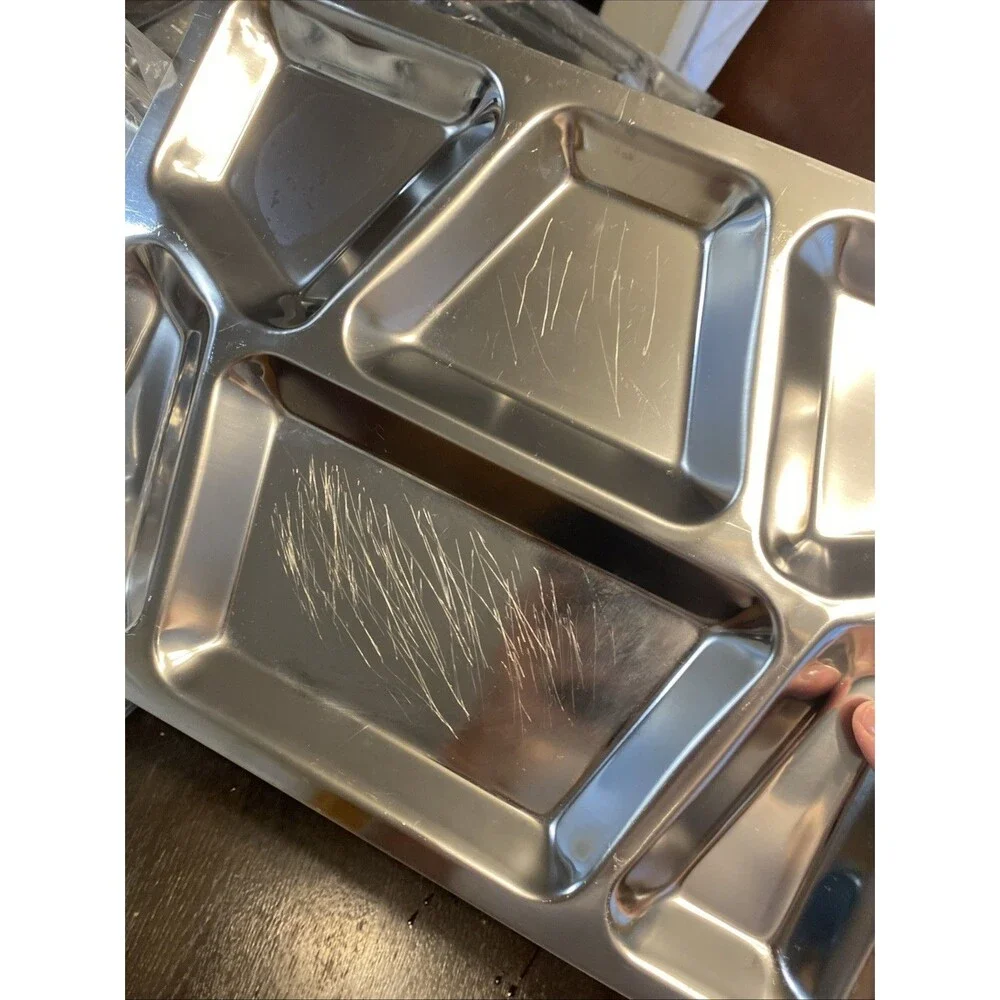 Vintage Military Stainless Steel Mess Hall Trays Camping Picnic Set Of 14